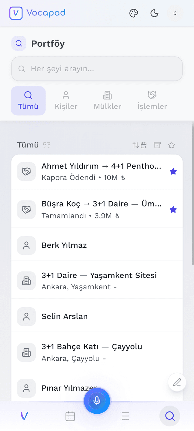 Portfolio with deals and contacts