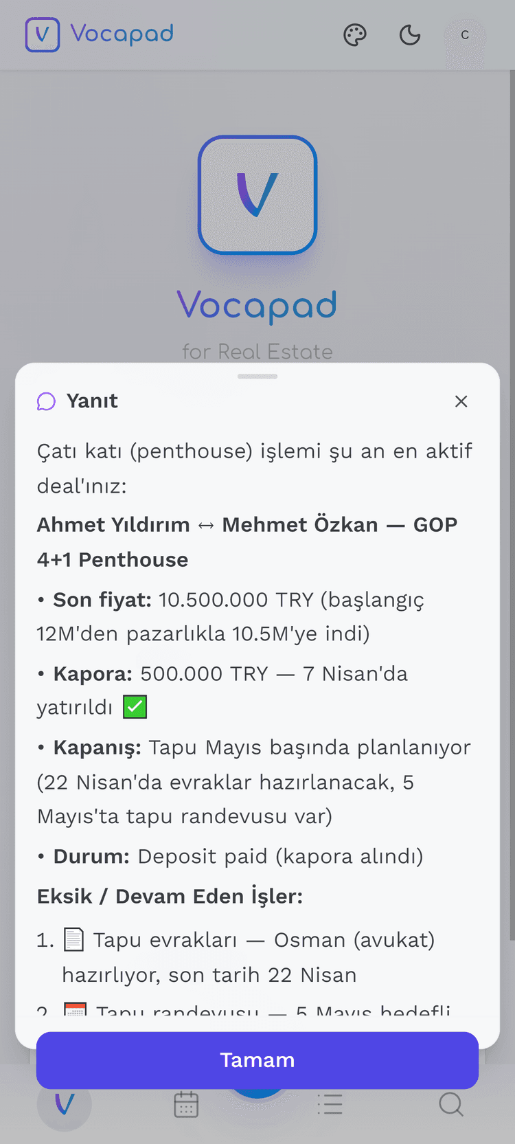 Voice query with structured AI answer